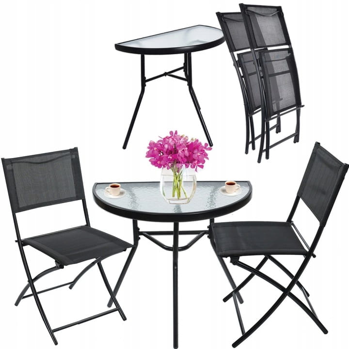 Súprava balkónového nábytku v čiernej farbe