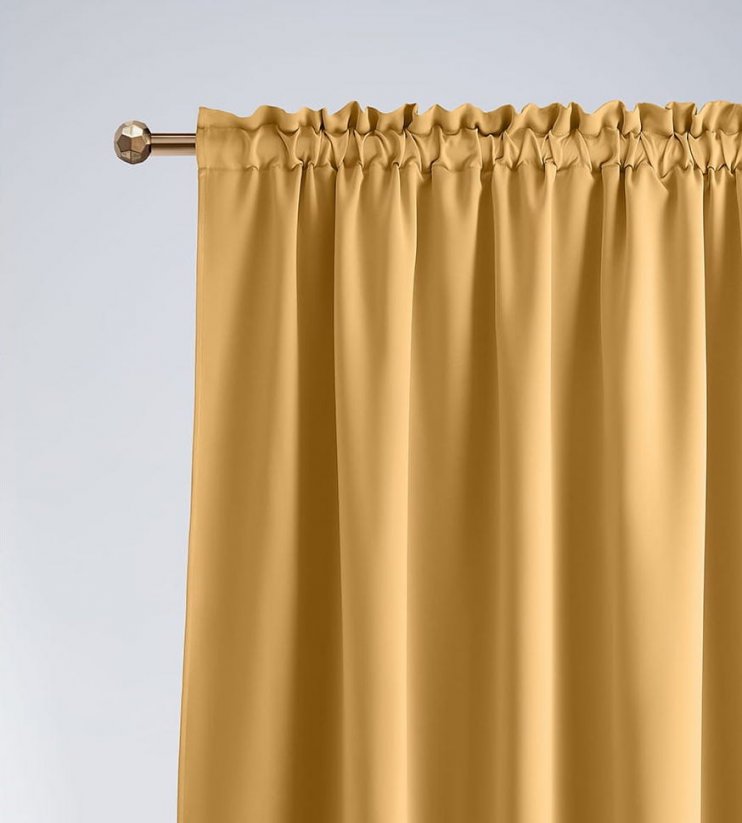 Medeno rumena zatemnitvena zavesa z nagubanim trakom 140 x 280 cm