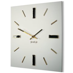 Weiße Uhr BRILLIANT 30 cm mit goldenem Zubehör