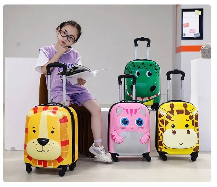 Детски куфар за пътуване 3D със зелено с динозавър 29 л