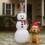 Felfújható hóember kutyával és nyuszival LED - 180 cm