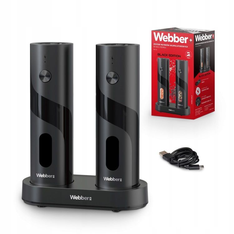 Két elektromos só- és borsőrlőből álló készlet