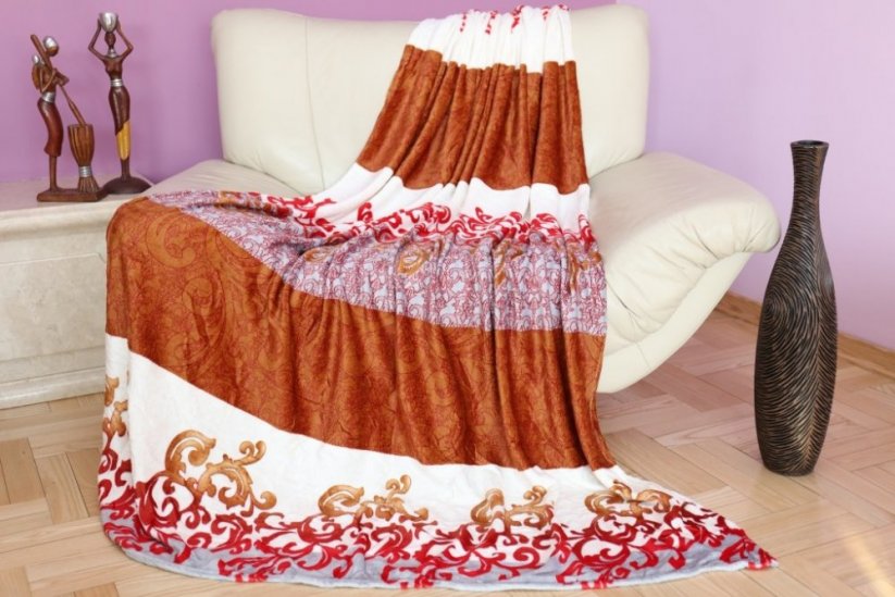 VINTAGE deky v krémovo červenej farbe