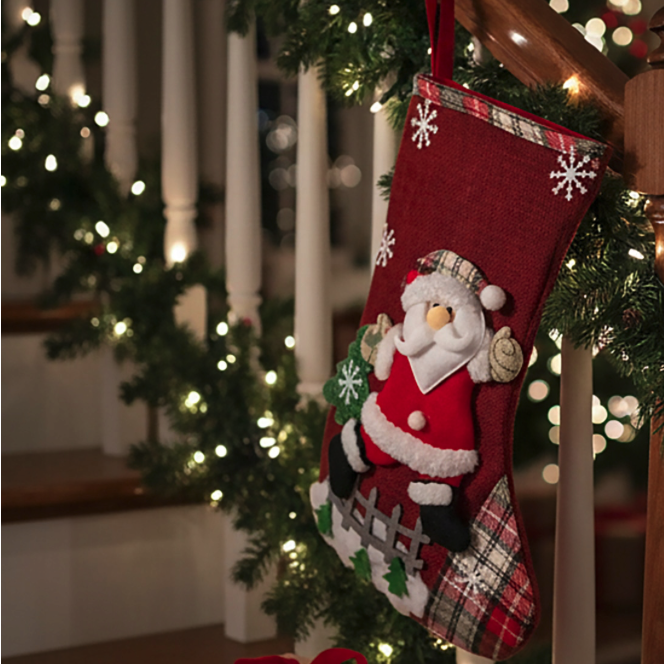 Set decorativ de 4 șosete de Crăciun
