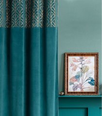 Elegantný petrolejovo zelený zatemňujúci záves so striebornými kruhmi 140x280 cm