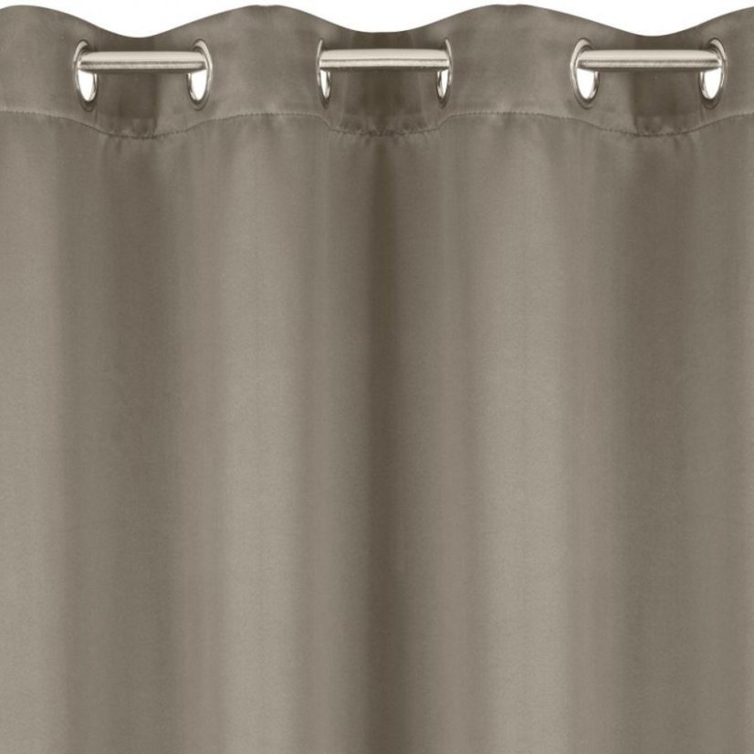 Bézs sötétítő ablakdrapéria karikás rögzítéssel