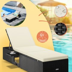 Gartenliege aus Polyrattan mit Beistelltisch 200 × 58 × 33 cm