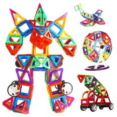 Magnetischer Baukasten für Kinder - 130-teiliges Set aus bunten magnetischen Würfeln