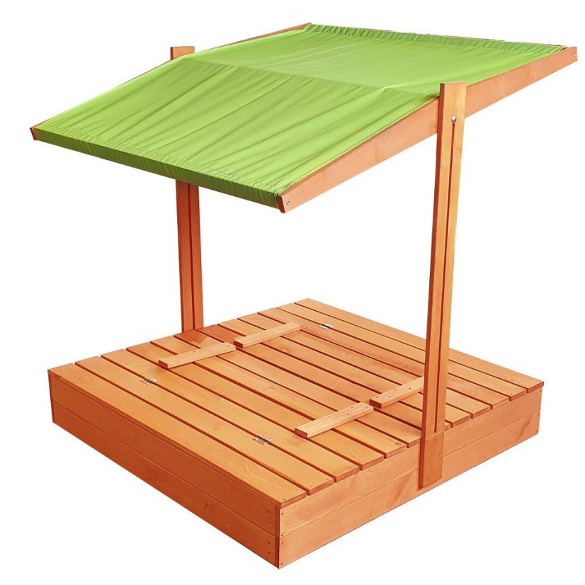 Zelené detské uzatvárateľné pieskovisko so strieškou 120 x 120 cm