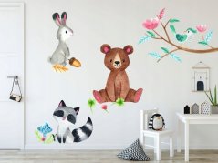 Rozkošná nálepka na stenu posed lesných zvieratiek