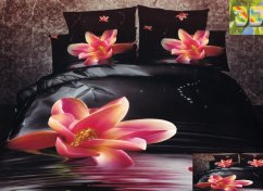 Moderné posteľné návliečky 100% bavlnený satén s ružovým kvetom