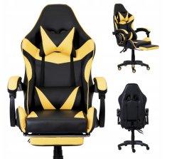 Ergonomická herná stolička CLASSIC s podnožkou  žltá