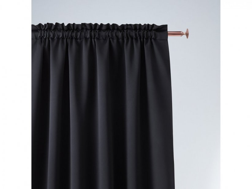 Draperie de o singură culoare neagră,  pentru bandă de pliere 140 x 280 cm