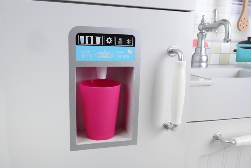 Drevená detská kuchynka s LED osvetlením, doplnkami a zvukovými efektmi