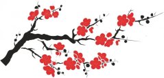 Adesivo murale per interni ramo con fiori in fiore
