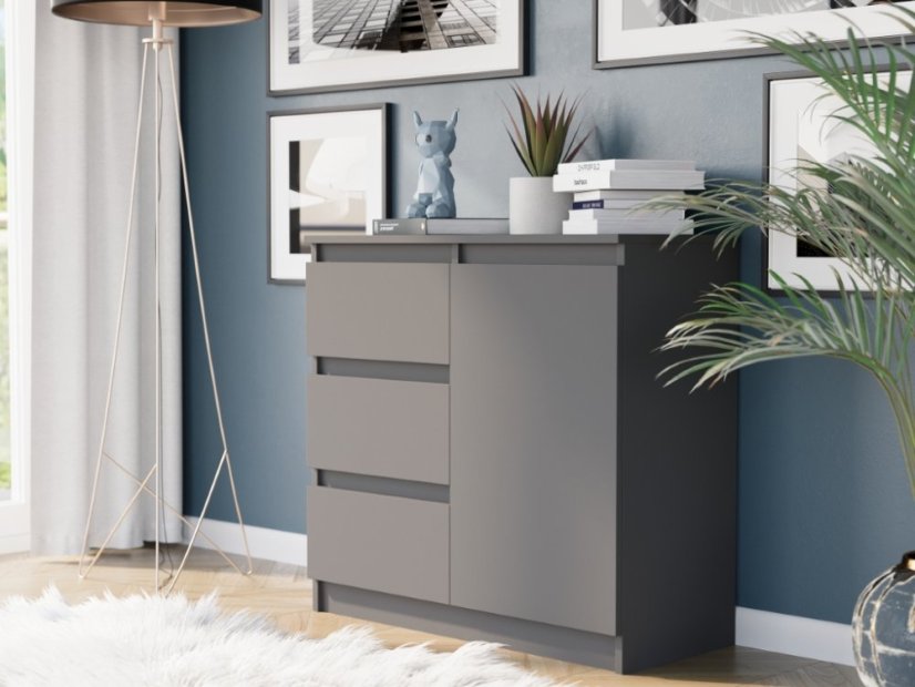 Komoda R-80-S3 se zásuvkami 80 cm - různé barevné varianty - Barva produktu: antracit mix bílá