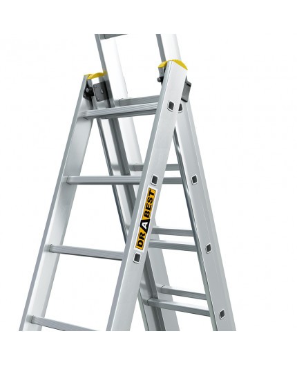 Viacúčelový hliníkový rebrík, 3 x 15 priečok a nosnosť 150 kg