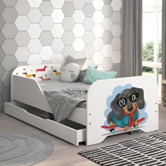 Teljes gyermekágy 140 x 70 cm matraccal és ráccsal - SKATE DOG