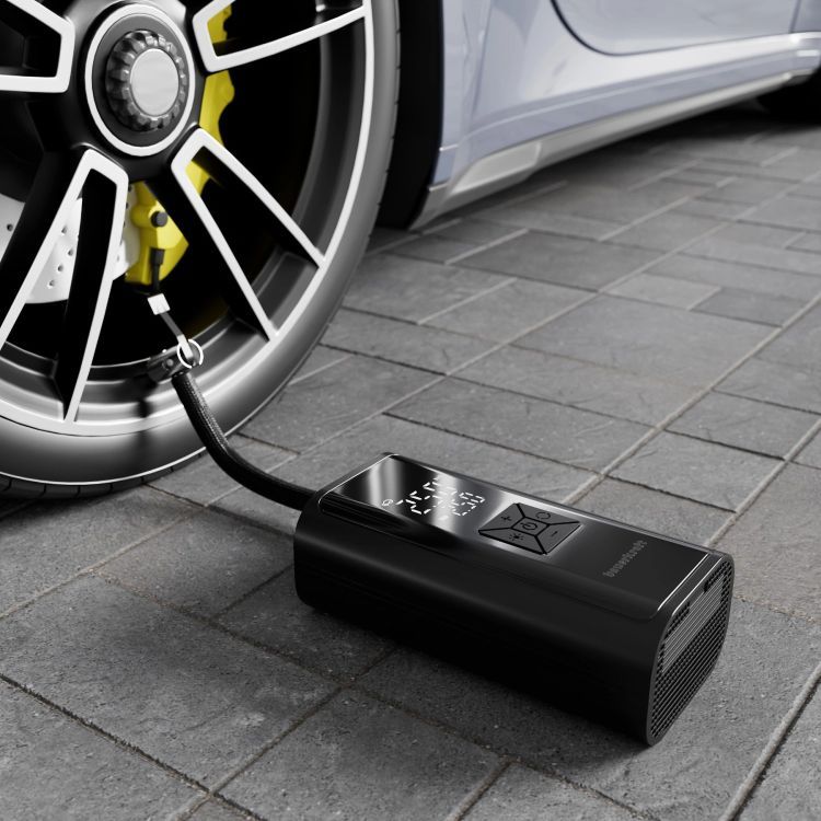 Elektromos kompresszoros szivattyú autóhoz, kerékpárhoz és motorkerékpárhoz kijelzővel és LED-del