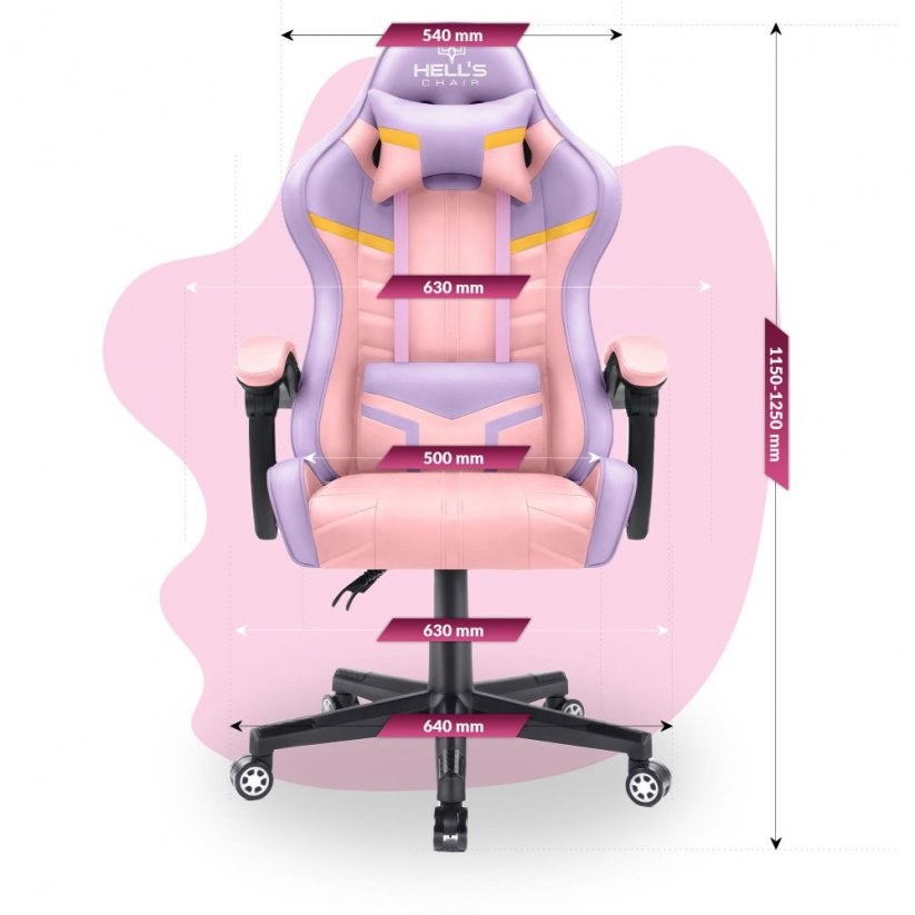 Детски стол за игра HC - 1004 розово и лилаво с жълти детайли