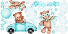 Wandaufkleber für Kinder Superheld Teddybär