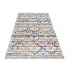 Luxuriöser cremeweißer Teppich mit buntem Muster