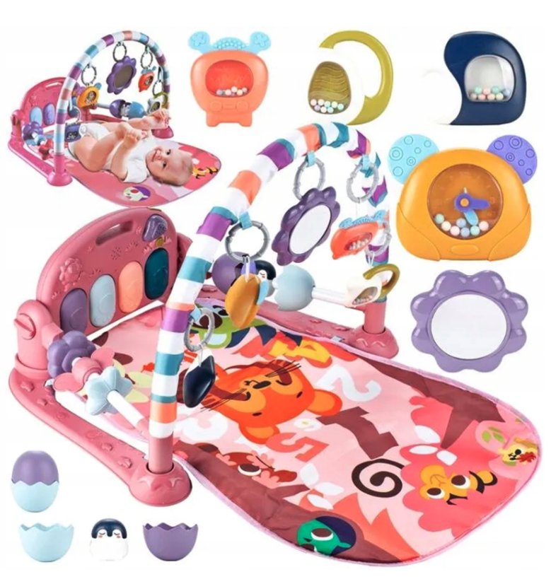 Babajátszó takaró - játékokkal, fénnyel és dallamokkal ellátott oktató szőnyeg babáknak