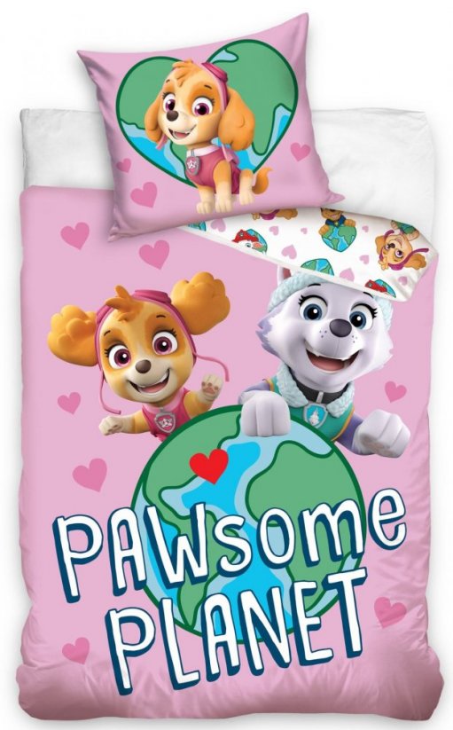 Ružové posteľné obliečky PAW PATROL pre deti