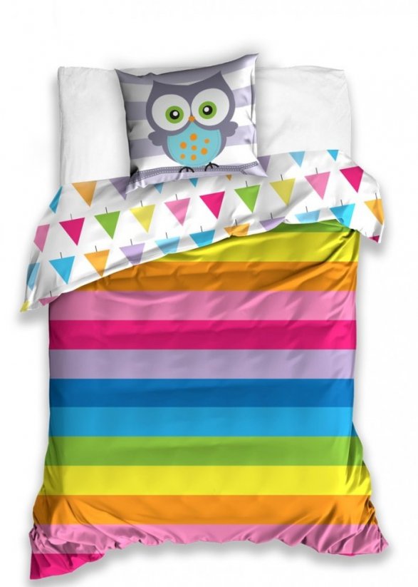 Lenjerie de pat cu două fețe pentru copii în culori curcubeu