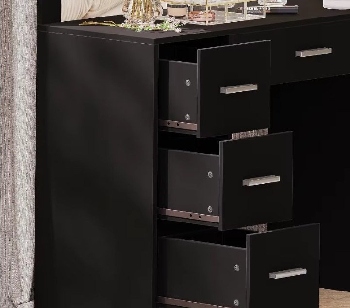 Velký toaletní stolek s osvětlením 80 x 40 x 110 cm černý