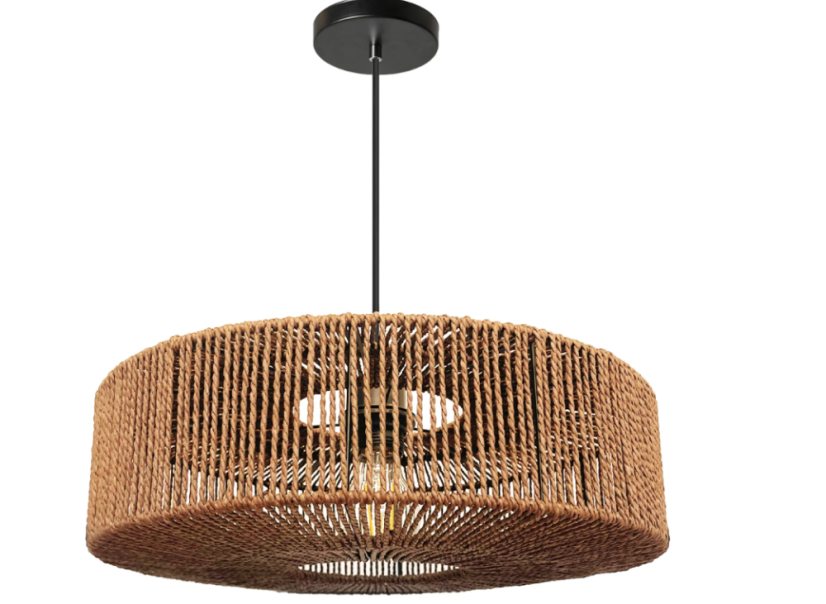 Závesné svietidlo z juty a kovu 60W