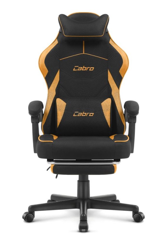 CABRO C502 gamerska stolica od tkanine s osloncem za noge, do 150 kg, crna i narančasta