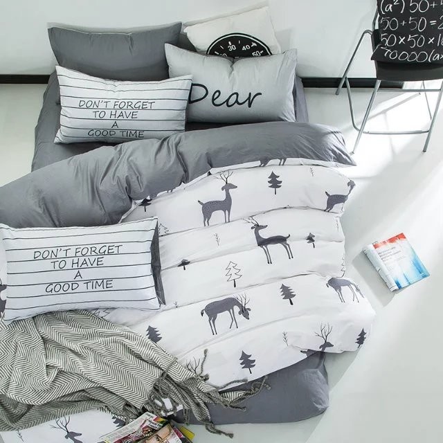 Biele obojstranné posteľné obliečky s motívom jeleňa