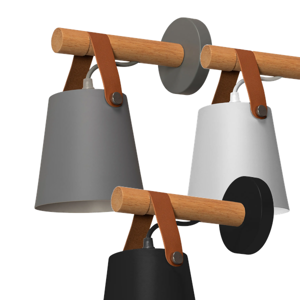 Dizajnová nástenná lampa z dreva a kovu