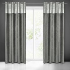 Siva zatemnitvena zavesa z aplikacijo na vrhu 140x250 cm
