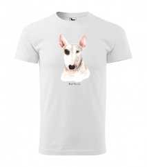 Стилна мъжка тениска с щампа на куче от породата бултериер