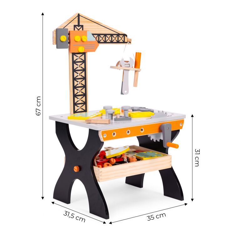 Drevená dielňa pre deti, stolík na náradie Ecotoys