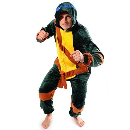 Moderný kigurumi overal zelenej farby s motívom NINJA veľkosť L