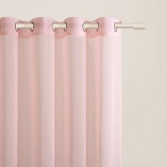 Růžový závěs Flavia s volánky na stříbrných průchodkách 140 x 230 cm