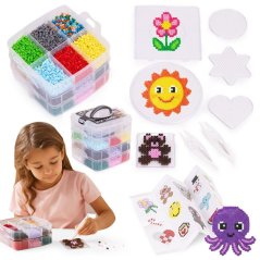 Креативни мъниста за гладене XXL 9000 бр. - с шаблони и калъф за носене