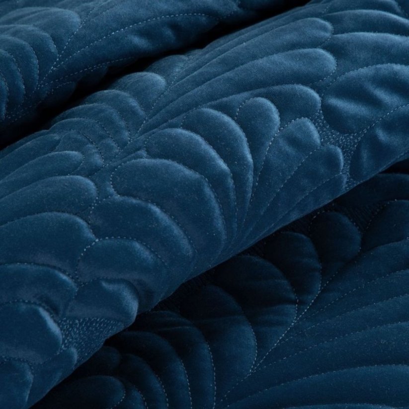 Cuvertură de pat de lux din catifea de culoare albastru închis
