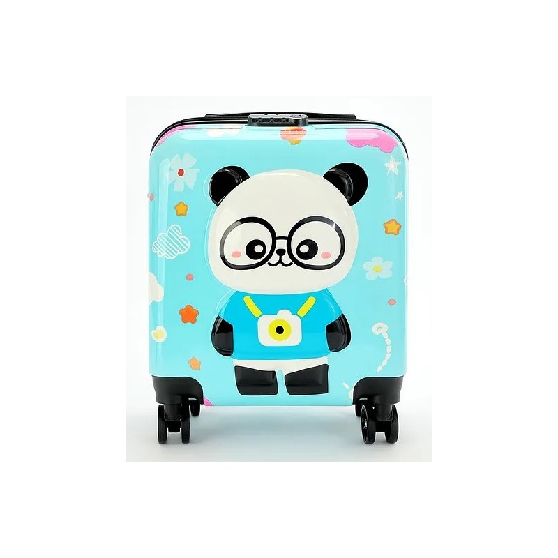 Gyermek utazótáska kerekeken, teleszkópos fogantyúval - BLUE PANDA