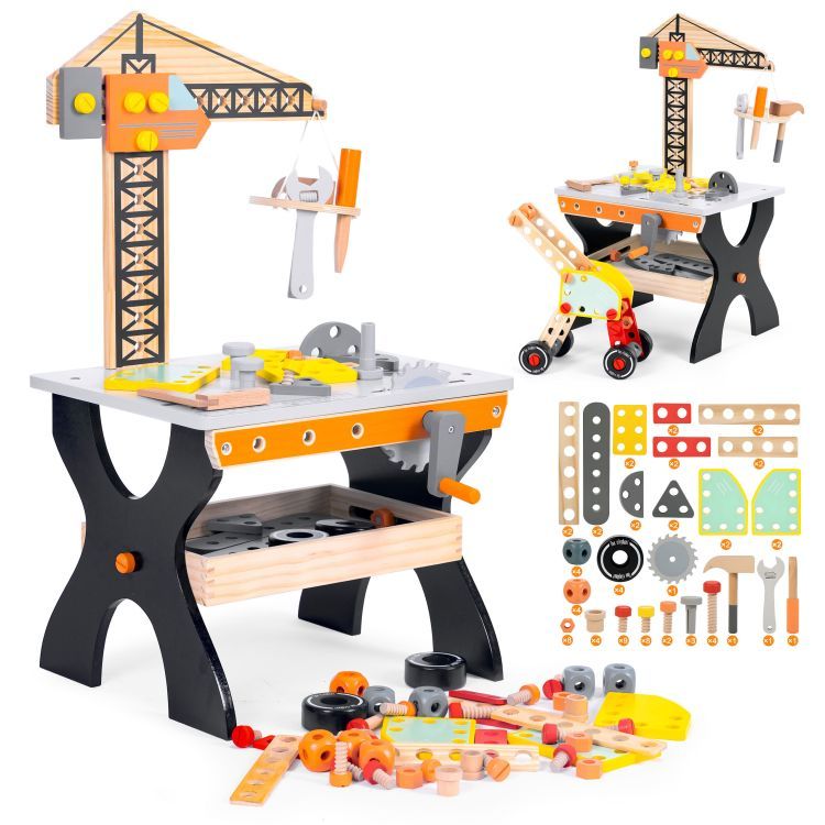 Atelier din lemn pentru copii, masă de instrumente ECOTOYS