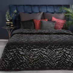 Черна покривка за легло KRISTIN от фино кадифе