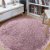 Covor rotund shaggy cu gramada mare roz