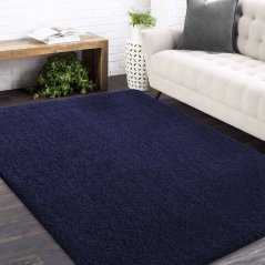 Shaggy koberec s vysokým vlasom tmavo modrý