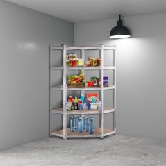 Stabiles Ecklagerregal aus Metall mit 5 Böden 180x90x40