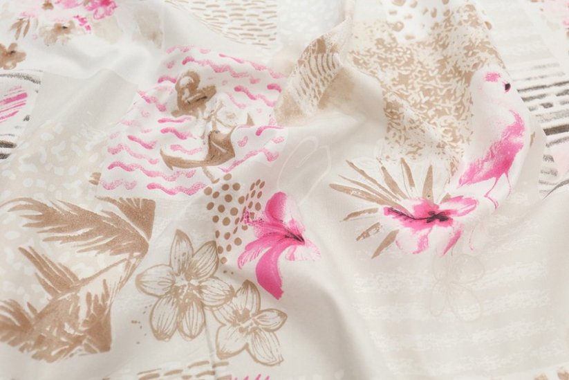 Béžové posteľné obliečky z mikrovlákna s motívom kvetov