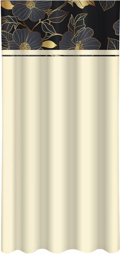 Klasszikus krémszínű függöny arany virágokkal