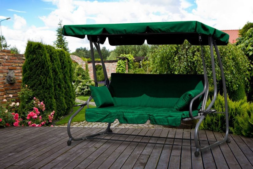 Zelená polohovateľná záhradná hojdačka 